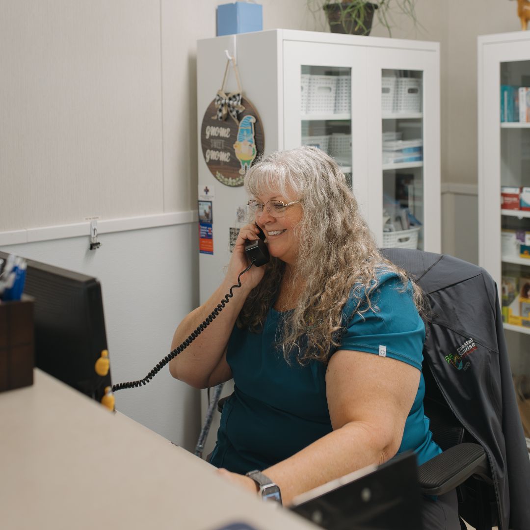 Woman on phone smiling